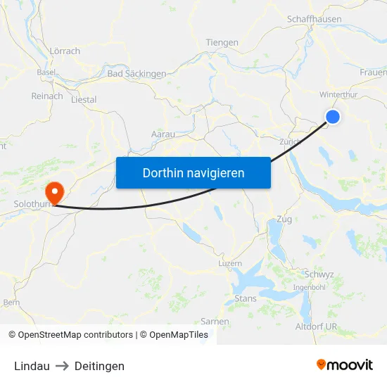 Lindau to Deitingen map