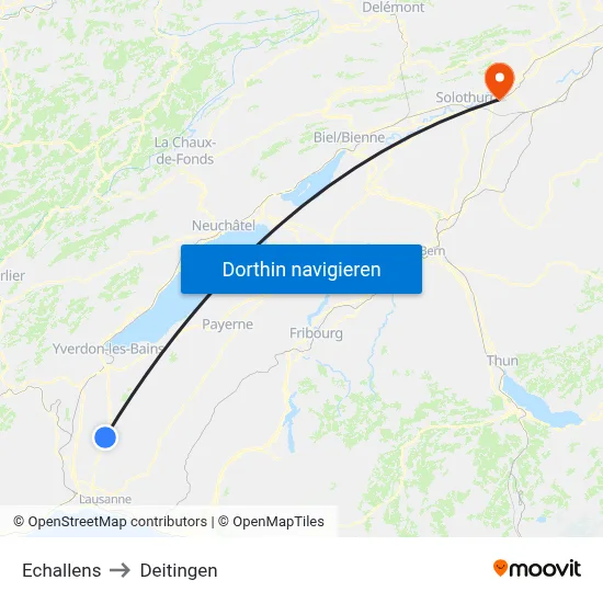 Echallens to Deitingen map