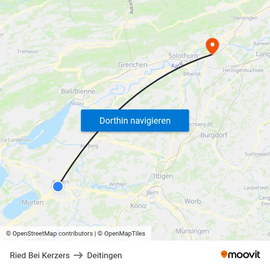 Ried Bei Kerzers to Deitingen map