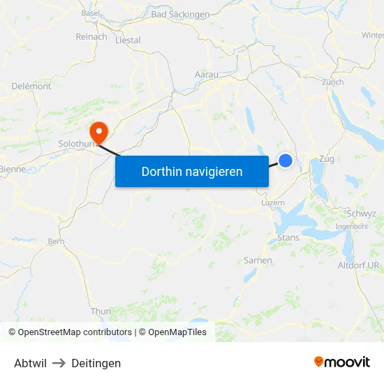 Abtwil to Deitingen map