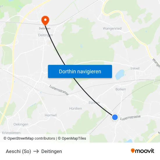 Aeschi (So) to Deitingen map