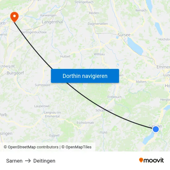 Sarnen to Deitingen map
