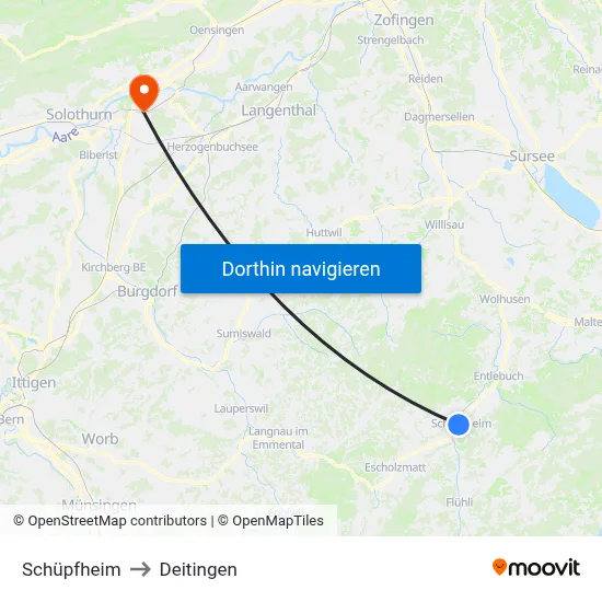 Schüpfheim to Deitingen map