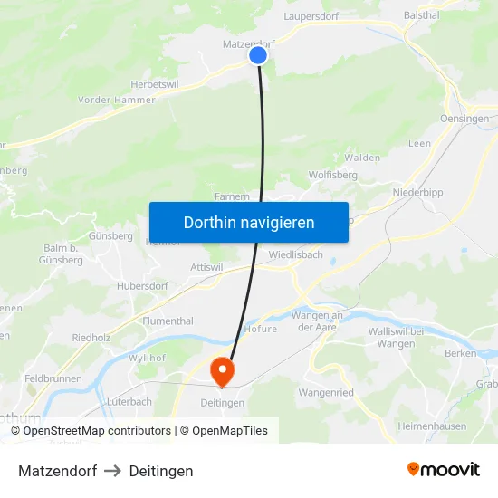 Matzendorf to Deitingen map