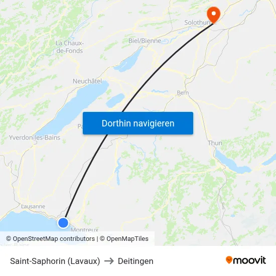 Saint-Saphorin (Lavaux) to Deitingen map