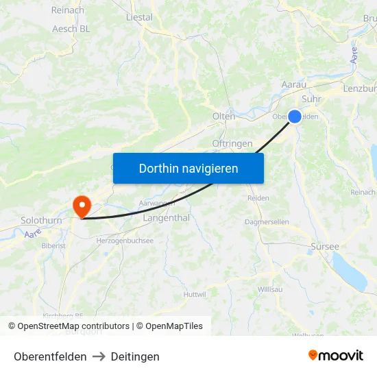 Oberentfelden to Deitingen map