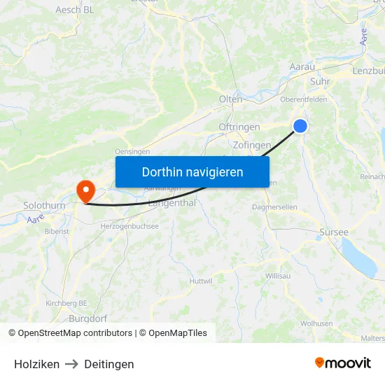 Holziken to Deitingen map
