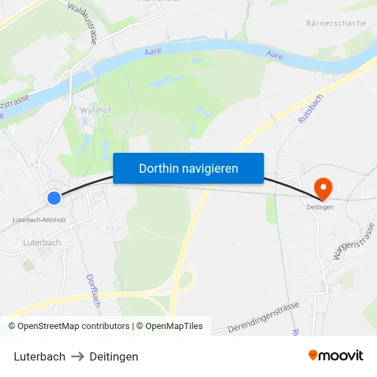 Luterbach to Deitingen map