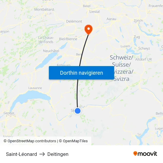 Saint-Léonard to Deitingen map
