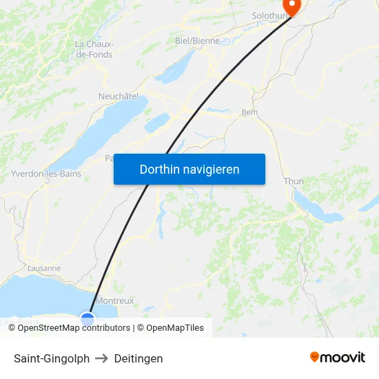 Saint-Gingolph to Deitingen map