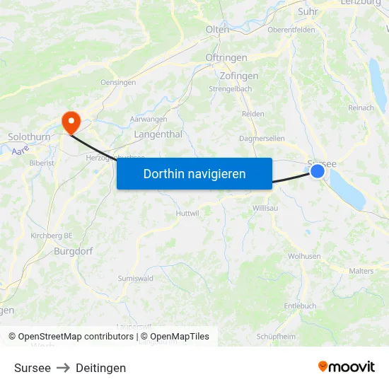 Sursee to Deitingen map