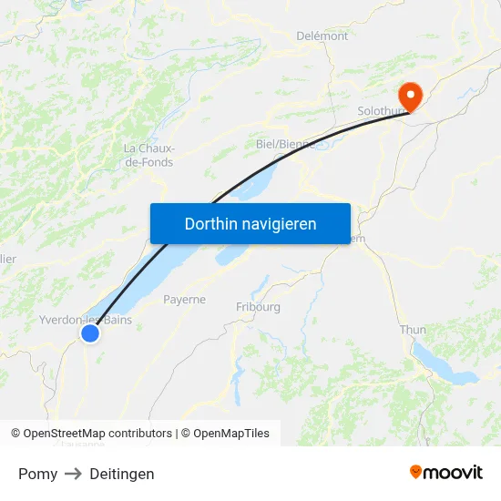 Pomy to Deitingen map