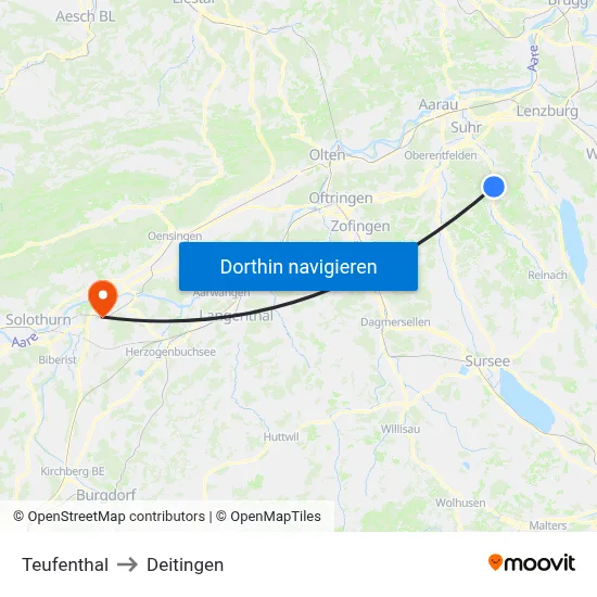 Teufenthal to Deitingen map
