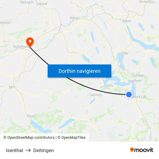 Isenthal to Deitingen map
