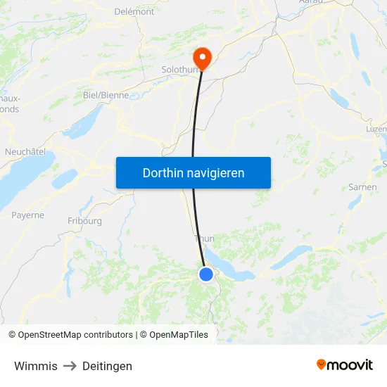 Wimmis to Deitingen map