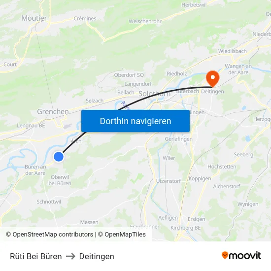 Rüti Bei Büren to Deitingen map