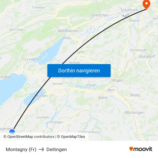 Montagny (Fr) to Deitingen map