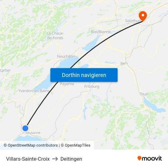 Villars-Sainte-Croix to Deitingen map