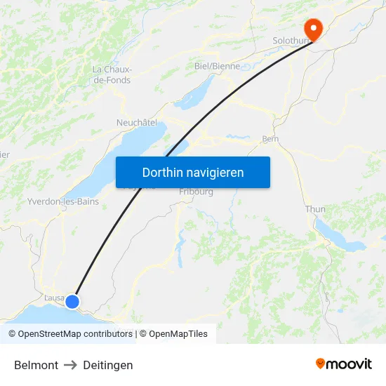 Belmont to Deitingen map