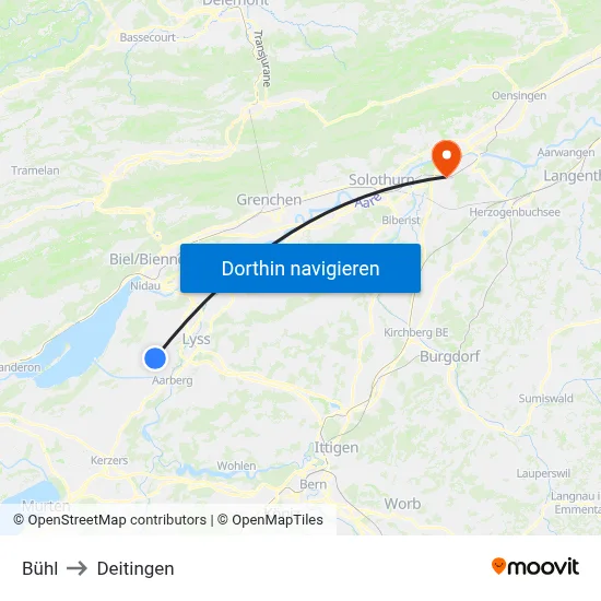 Bühl to Deitingen map