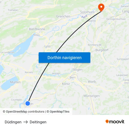 Düdingen to Deitingen map
