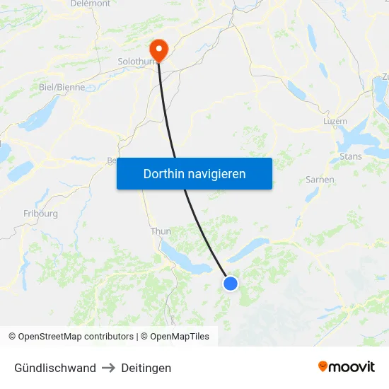Gündlischwand to Deitingen map