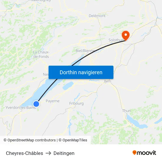 Cheyres-Châbles to Deitingen map