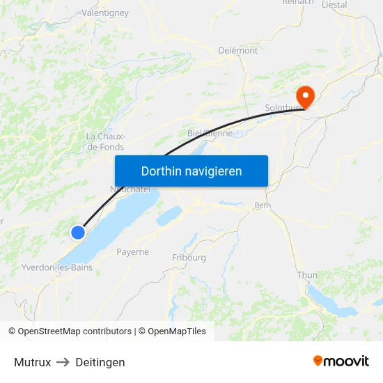 Mutrux to Deitingen map