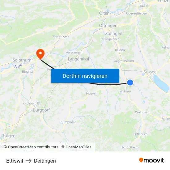 Ettiswil to Deitingen map