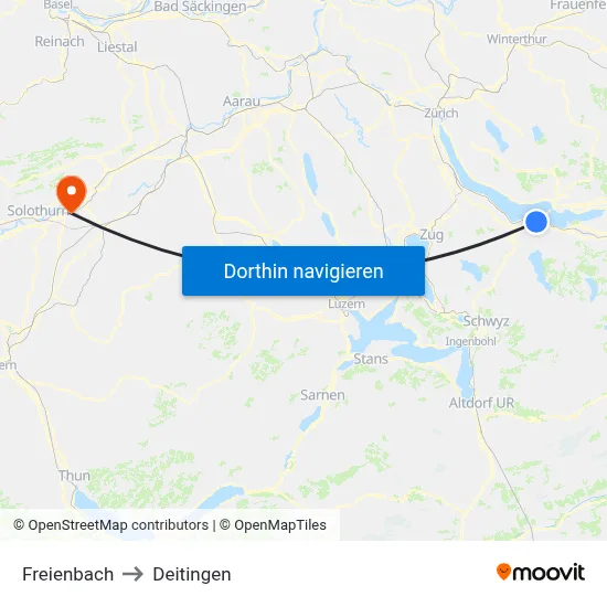 Freienbach to Deitingen map