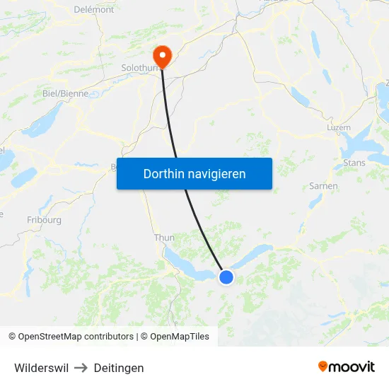 Wilderswil to Deitingen map