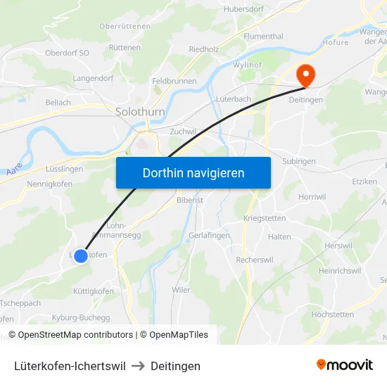 Lüterkofen-Ichertswil to Deitingen map