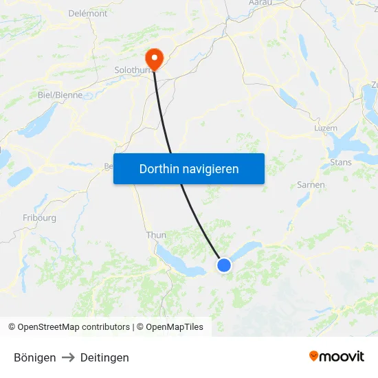 Bönigen to Deitingen map