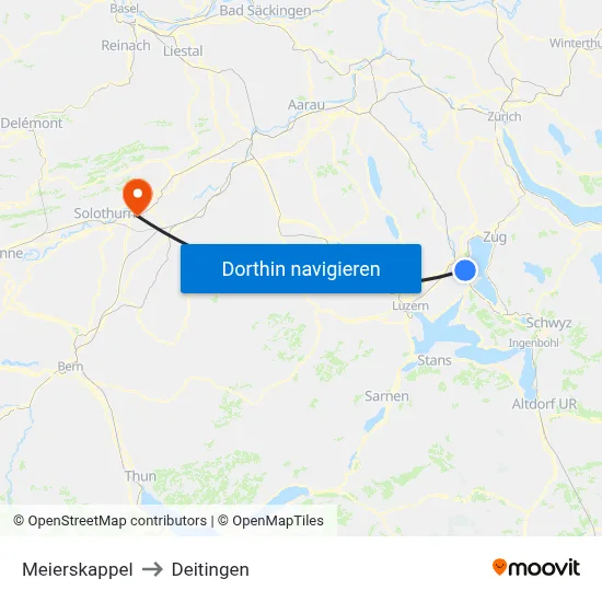 Meierskappel to Deitingen map