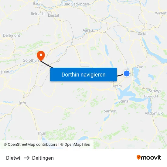 Dietwil to Deitingen map