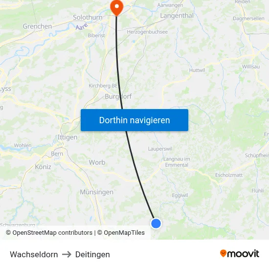 Wachseldorn to Deitingen map