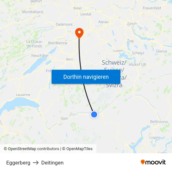 Eggerberg to Deitingen map