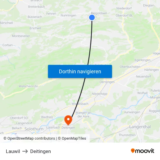 Lauwil to Deitingen map