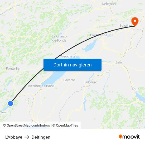 L'Abbaye to Deitingen map