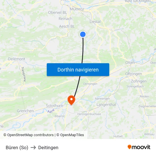 Büren (So) to Deitingen map