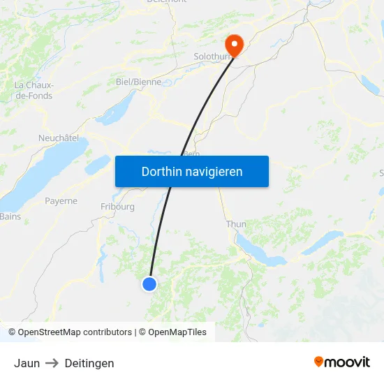 Jaun to Deitingen map