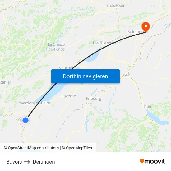 Bavois to Deitingen map