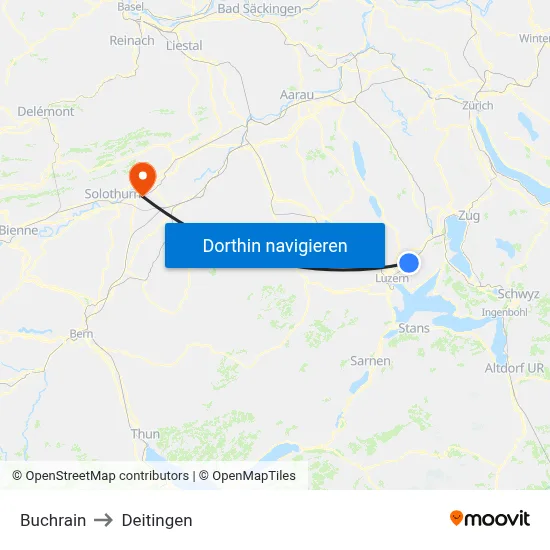 Buchrain to Deitingen map