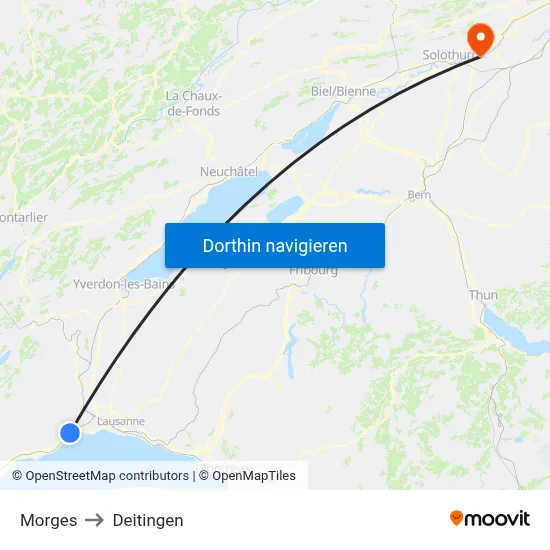 Morges to Deitingen map