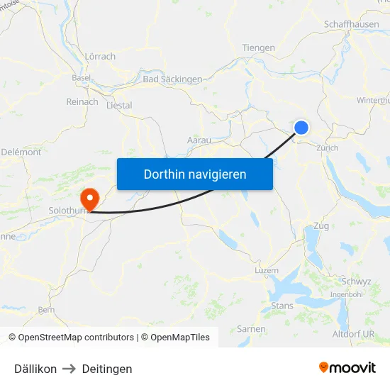 Dällikon to Deitingen map