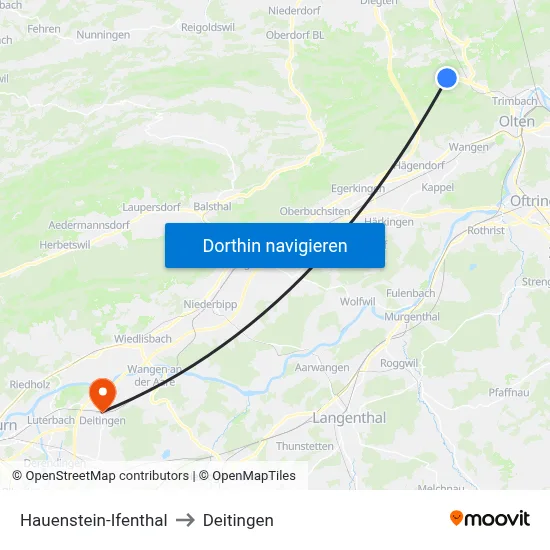 Hauenstein-Ifenthal to Deitingen map