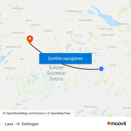 Laax to Deitingen map