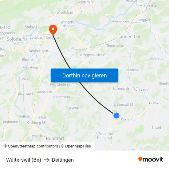 Walterswil (Be) to Deitingen map