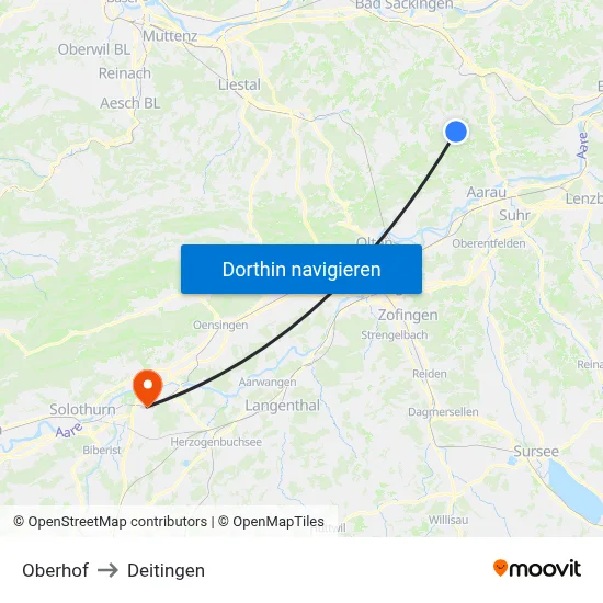 Oberhof to Deitingen map
