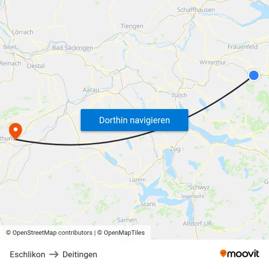 Eschlikon to Deitingen map